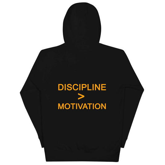 "Дисциплина &gt; Мотивация" - унисекс суичър с качулка